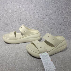 Crocs Classic Crush Unisex Size W8 M6 Light Cream Platform Slide Sandals